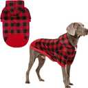 KOOLTAIL Plaid Dog Hoodie Pet Clothes Sweater with Hat and Pocket for Small Medium Large Size Dogs, Soft Winter Warm Dog Cold Weather Coat, Fleece Fall Dog Hooded Sweatshirt for Puppy Cats, Red XL