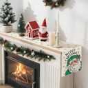 4 x Artscope Merry Christmas Santa Claus Table Runner, Xmas Winter Snowflakes Holiday Kitchen Dining Table Decoration for Christmas Home Party Decor 13x72 Inch-Green