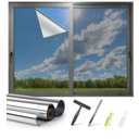 One Way Privacy Window Film - Reflective Window Tint for Home Heat Blocking & UV Protection, See Out Not in Mirror Daytime Privacy Static Clings for House & Glass Doors, 3 Tools, Blue(35.4"x78.7")