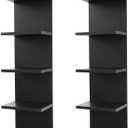 5 Tier Wall Shelf Unit,Vertical Column Shelf Floating Storage Home Decor Organizer,Display Floating Shelf for Bedroom, Living Room,Vanity -2 Pcs(Black)