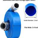 2" x 100ft PVC Lay Flat Discharge Hose With Aluminum Camlock C & E Fittings, Cam Lock Fitting Type A included, Heavy Duty Reinforced Pump Backwash Hose Assembly