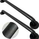 Handicap Grab Bars, 2 Pack 24 Inch Grab Bars for Shower, 304 Stainless Steel ADA Grab Bars for Bathtubs and Showers, Toilet, Safety Shower Handles for Elderly, Disabled (Matte Black Knurled)