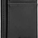 Travelambo Front Pocket Minimalist Leather Slim Wallet RFID Blocking Medium Size