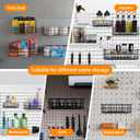 4 Pack Pegboard Baskets Hooks Set, Square Style 4 Size Peg Board Organizer Basket Bins Accessories for Workbench,Garage Storage,Tool Hanger