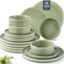 AmorArc Ceramic Dinnerware Sets, Handmade Reactive Glaze Stoneware Plates and Bowls Sets,Highly Chip and Crack Resistant | Dishwasher & Microwave Safe Dishes Set, Service for 6 (18pc) (Green)