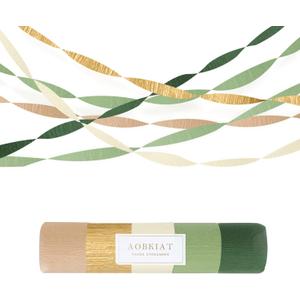 AOBKIAT Wedding Party Decorations, 5 Rolls Olive Green Khaki Crepe Paper Streamers for Green Boho Wedding, Birthday, Bridal/Baby Shower