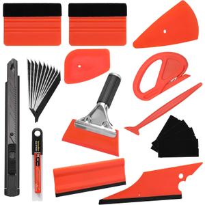 ValueMax Window Tint Kit 10PCS Car Vinyl Wrap Tools Protective Film Installation Set Including Rubber Vinyl Squeegees, Felt Squeegees, Safety Cutter Knife, Utility Knife with Blades