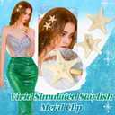 7PCS Summer Mermaid Costume Women Beach Sequin Shiny Skirt Sea-Maid Tail Swimsuit Cover up Shell Necklace Hair Clip (Green)