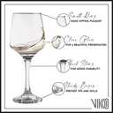 Vikko 9.5 Ounce Wine Glasses | Beautifully Shaped  Thick and Durable Construction  For Parties, Entertaining, and Everyday Use  Dishwasher Safe  Set of 6 Clear Glass Wine Glasses  2.4 Diameter x