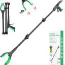 51" Heavy Duty Grabber Reacher Tool for Seniors/Disabled/After Surgery Recovery, Extra Long Foldable Reach Grabber with Shoehorn & 360Rotating Anti-Slip Claw & Magnetic Tip, Black&Green