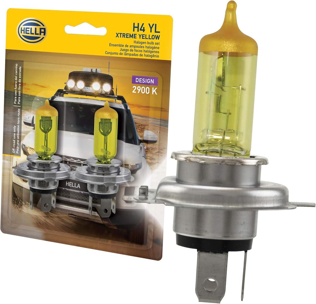 HELLA H4 YL Xtreme Yellow Bulb (12V 60/55W), 2 Pack