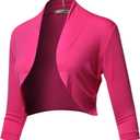 SSOULM Women's 3/4 Sleeve Open Front Bolero Shrug Cardigan with Plus Size (Large, )