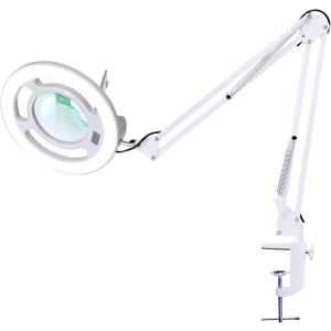 KIRKAS 10X Magnifying Glass with Light, 2,200 Lumens LED Magnifying Lamp with Clamp, Stepless Dimmable Real Glass Lens Magnifier, Adjustable Arm Workbench Light for Close Work Hobby Repair - White