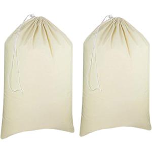 Urban Villa Laundry Bags 2-Pack 28x36" Extra-Large Cotton Canvas Heavy Duty Washable Durable Travel Laundry Sacks with Drawstring Closure Reusable Hamper Liners for Dirty Clothes Delicates & Lingerie (Natural)