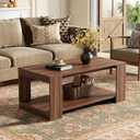 Coffee Table for Living Room, 39" 2-Tier Wood Table with Storage, Modern Rectangle Center Table, Small Space Home Furniture,Easy Assembly