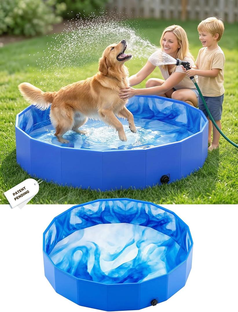 2026 Foldable Dog Kiddie Pool,Portable Hard Plastic Dog Pool,Thickened Kids Swimming Pool For Small Dogs,Collapsible Pet Pool,NonSlip Foldable Plastic Dog Wading Pool,Bathtub For Puppy,32*8in