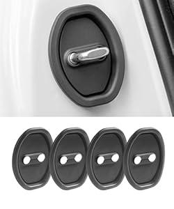 4PCS Door Latch Lock Cover,Car Accessories Universal Silent Shock Self-Adhesive Door Latches Rust Stopper Protector Cover Absorption Pad,Universal for Most of The Vehicles,Cars,Trucks (Black)