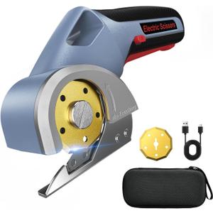 2026 Upgrade 4V Cordless Cutting Tool, Cardboard Cutter with 2 Titanium Blades, 2000mAh Battery, Electric Chop Saw for Fabric, Cardboard, Leather, Carpet - Glacier Blue