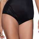 Vanity Fair Women's High Waisted Underwear, Full Coverage Ladies Panties, Perfectly Yours Briefs (6, Nylon - Midnight Black)