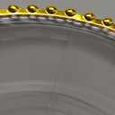 Bokon 50 Set Clear Charger Plates Bulk 13 Inch Beaded Plastic Charger Plates with Napkin Rings Acrylic Round Dinner Table Decorative Plates for Party Wedding Thanksgiving(Clear and Gold)