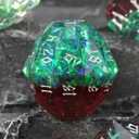Resin DND Dice, Dungeons and Dragons Dice Set DND with Box Polyhedral D and D Dice 7 Piece Role Playing DiceGreen and Silver