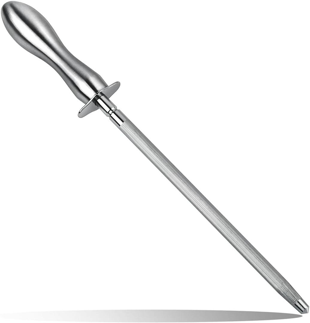 Honing Steel Kitchen Knife Sharpener Rod 12 Inch Sharpening Steel for Knives Premium Tungsten Steel with 304 Stainless Steel Handle