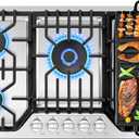 36 inch Gas Cooktop with Grill/Griddle, Gas Stove Top with 5 Italy Sabaf Sealed Burners, Max 48,300 BTU Built-in Propane Stove, 304 Stainless Steel Propane Cooktop, NG/LPG Convertible, CSA Certified