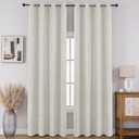 CUCRAF 100% Blackout Window Curtains 84 inches Long 2 Panels Set, Faux Linen Look Thermal Insulated Grommet Drapes, Room Darkening Curtain for Bedroom Living Room(W52 x L84 Inch, Light Beige)