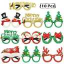 JAYKIDS Christmas Glasses Party Favors Christmas Tree Hanging Ornaments Decorations Photo Booth Props Xmas Party Decorations Eyeglasses Frame for Christmas Holiday Party Supplies, 10pcs
