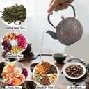 Enameled Cast Iron Teapot 34oz（1000ml） - Japanese Style Kettle with Removable Stainless Infuser & Ergonomic Handle, Stovetop Safe for Loose Leaf Tea Green and silver (Black Gold)