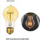 Visther A60 Edison Bulbs 60 Watt Incandescent Light Bulbs Dimmable, 4 Pack | 230LM E26 incandescent light bulbs, 2200K warm white, 110V vintage light bulbs for bedroom, Cafe, Living room, Amber glass