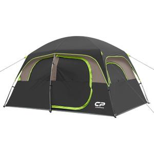 CAMPROS CP Tent-6-Person-Camping-Tents | Larger Mesh Windows & Door, Double Layer, Easy Set Up, All-Season Dome Tent with Top Rainfly & Carry Bag, Dark