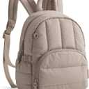 BAGSMART Mini Backpack for Women, Lightweight Puffer Small Backpack Purse, Quilted Casual Travel Daypack, Cute Water-Resistant Bookbag for Daily, Brown