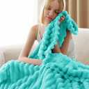 Bedsure GentleSoft Blue Fog Fleece Blanket for Couch - Cozy Soft Blankets for Women, Cute Small Throws for Girls, 50x60 Inches