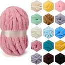 ERLYEEN Chenille Chunky Yarn Super Bulky Soft Thick Fluffy Jumbo Giant Washable Polyester Big Yarn DIY for Arm Knit Blanket Cushion Bed Sofa Home Decor,Leather Pink,0.55LB