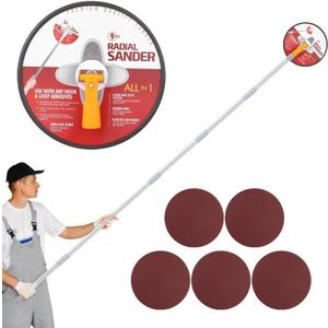 Drywall Pole Sander,Radial Sander,Professional 80" Drywall Sander with Extension Pole, 360 Rotatable Head for Smooth Finishing on Walls & Ceiling, 5-Piece Sanding Discs (80, 100, 120, 180, 240 Grit)