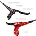 CNC MTB Hydraulic Disc Brake Set, Mountain Bike Hydraulic Disc Brakes Right Front 800mm Left Rear 1450mm Hydraulic Brake, Black
