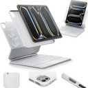 ESR iPad Pro 13 Inch Case with Keyboard (M5/M4, 2025/2024), iPad Pro 13 Keyboard Case with Easy-Set Magnetic Stand, Portrait/Raised Modes for iPad Pro 13, Removable, Rebound 360 Series,White