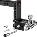 Geteen Trailer Hitches, Adjustable Trailer Hitch Ball Mount - Fits 2.0" Receiver, Tri-Ball (1-7/8" x 2" x 2-5/16"), 7" Drop, 10,000 GTW - GT20073B