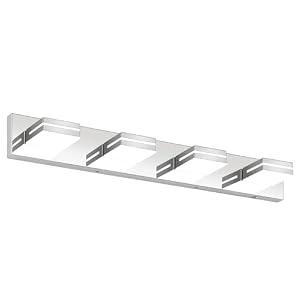 Liilokte Bathroom Vanity Lighting Fixtures Over Mirror (4-Light, 30-Inch) Modern LED Bathroom Wall Lighting Fixtures, Chrome (Cool White 6000K)