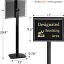 Please Wait To Be Seated Sign, 8.5 x 11 Inch Heavy Duty Sign Holder Stand with 16 Inserts, Floor Standing Poster Stand with Weighted Base for Indoor/Outdoor Signage&Advertising, Black
