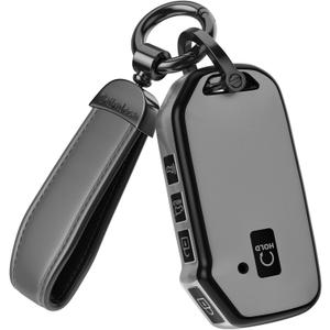 for Kia Key Fob Cover Accessories- Matte TPU Key Fob Cover with Leather Keychain for TellurideCarnival,K5 gt line K5 Forte K4 Sorento Sportage and More (Matte Gray, Model 2)