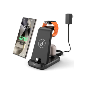 48W Super Fast Charging Station for Samsung Devices, 3 in 1 Charger Via USB C, Galaxy Watch Charger for Samsung Galaxy Watch Ultra/7/6/5/4/3, Galaxy S24/S23/S22/S21/Note20/Z Flip 5/Fold 5, Buds2/Pro