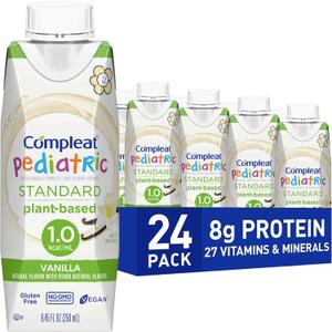 Compleat Pediatric Standard 1.0mL, Plant Based Nutritionally Complete Shake, Tube Feeding Formula, Vanilla Flavor, 24 Pack, Best By 17 May 2026 