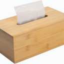 Tissue Box Cover, Rectangular Tissue Box Holder, Bamboo Facial Paper Holder for Bathroom, Bedroom, Dinner Table, Office (1 Pack, 9.8 x 5.5 x 3.7 inch)