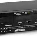 Pyle Home Digital Dual Cassette Deck Media Player Music Recording Device with RCA Cables Switchable Rack Mounting Hardware CrO2 Tape Selector Included 3 Digit Counter - 110V/220V