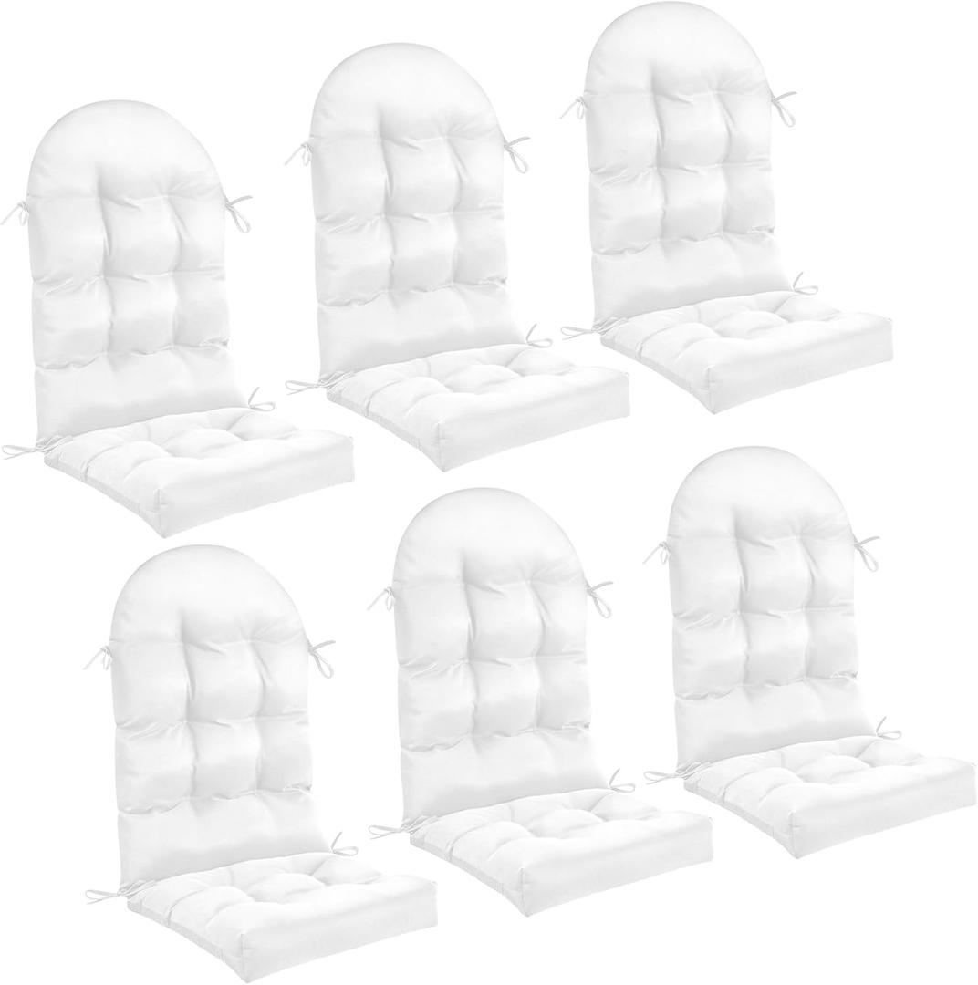 Geelin 6 Pcs Adirondack Chair Cushion High Back Patio Chair Cushion 44 x 19 x 4 Inch Tufted Weather Resistant Fade Resistant Seat Rocking Chair Cushion for Patio Rocking Chair Cushion Seat (White)