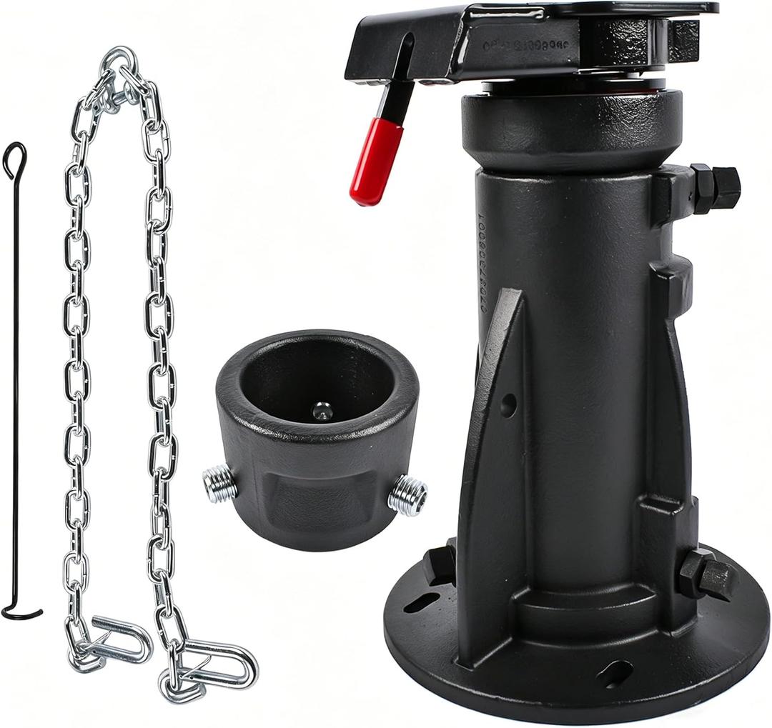 C5G1216 12"-16" Adjustable Height Cushioned 5th Wheel to Gooseneck Adapter w/Safety Chain for Camper/RV/Trailer's Kingpin Box, Fifth Wheel to Gooseneck Coupler Towing Adapter, GTW 20000