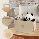 3-Piece Felt Storage Bin Set (Small, Medium, Large) with Bear Design & Handles for Home Organization