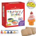 Faber-Castell Pottery Studio Refill Kit - 2 lbs. of Natural Air-Dry Pottery Clay, 6 Paint Pots and Paintbrush, Clay Making Kit for Kids